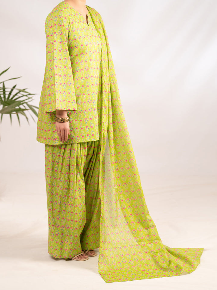 Lawn Green Stitched Suit - Almirah