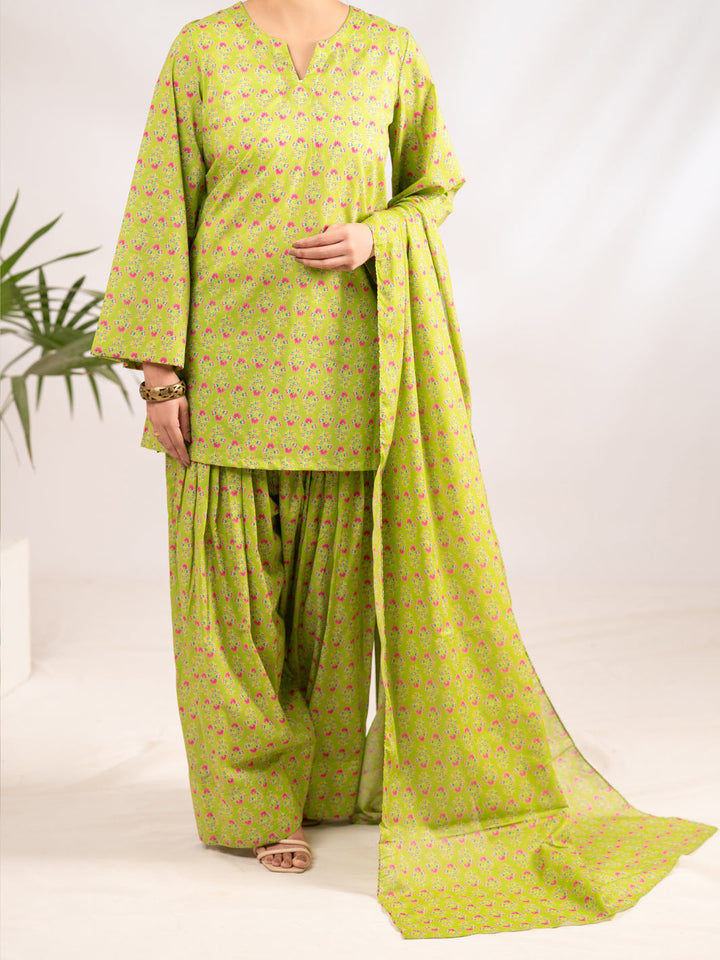 Lawn Green Stitched Suit - Almirah