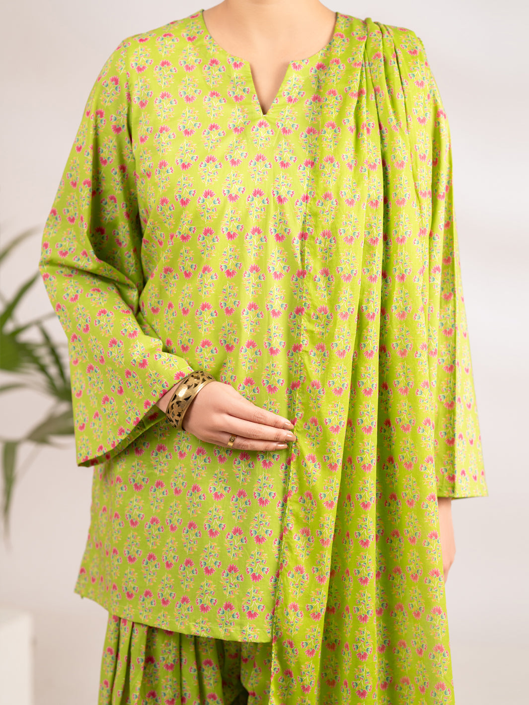 Lawn Green Stitched Suit - Almirah