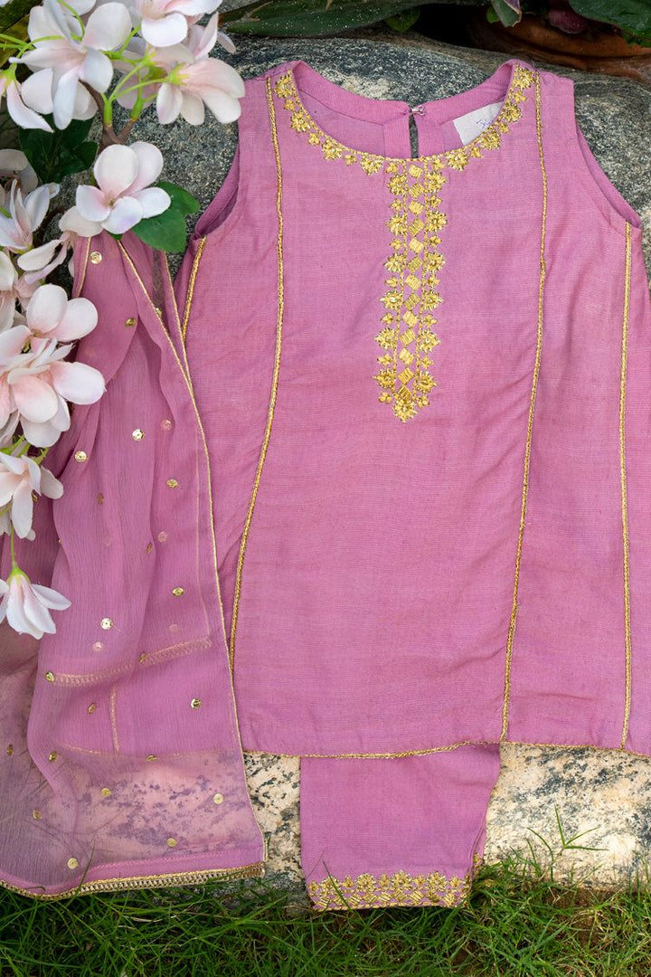 Raw Silk Lilac Stitched Suit - J. Junaid Jamshed