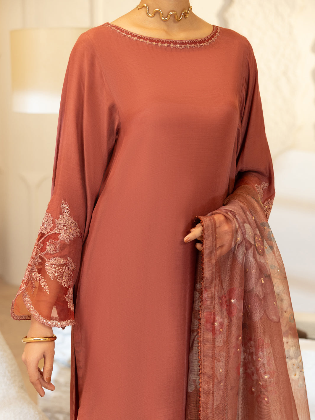 Sheesha Silk Pink Stitched Suit - J. Junaid Jamshed
