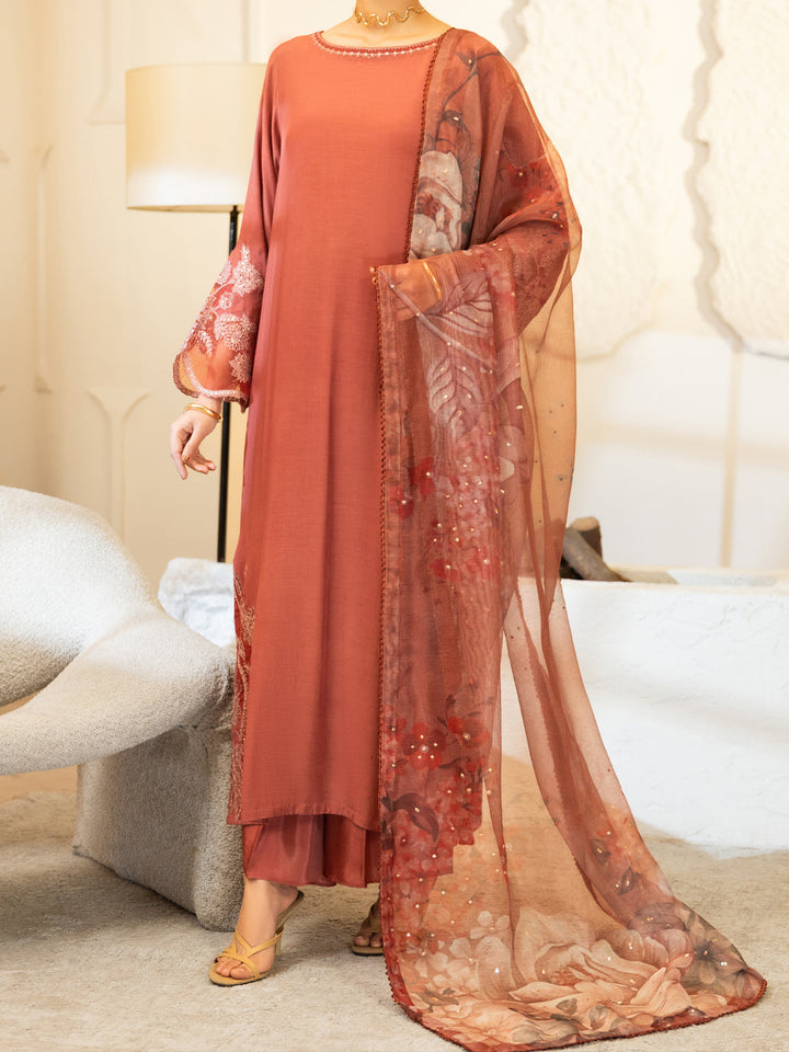 Sheesha Silk Pink Stitched Suit - J. Junaid Jamshed