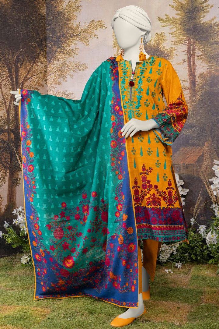 Khaddar Mustard Stitched Suit - J. Junaid Jamshed