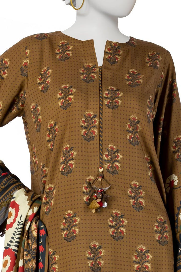 Linen Mehndi Stitched Suit - J. Junaid Jamshed