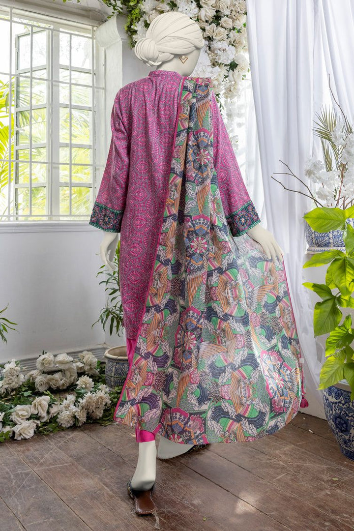 Printed Pink Stitched Suit - J. Junaid Jamshed