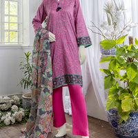 Printed Pink Stitched Suit - J. Junaid Jamshed