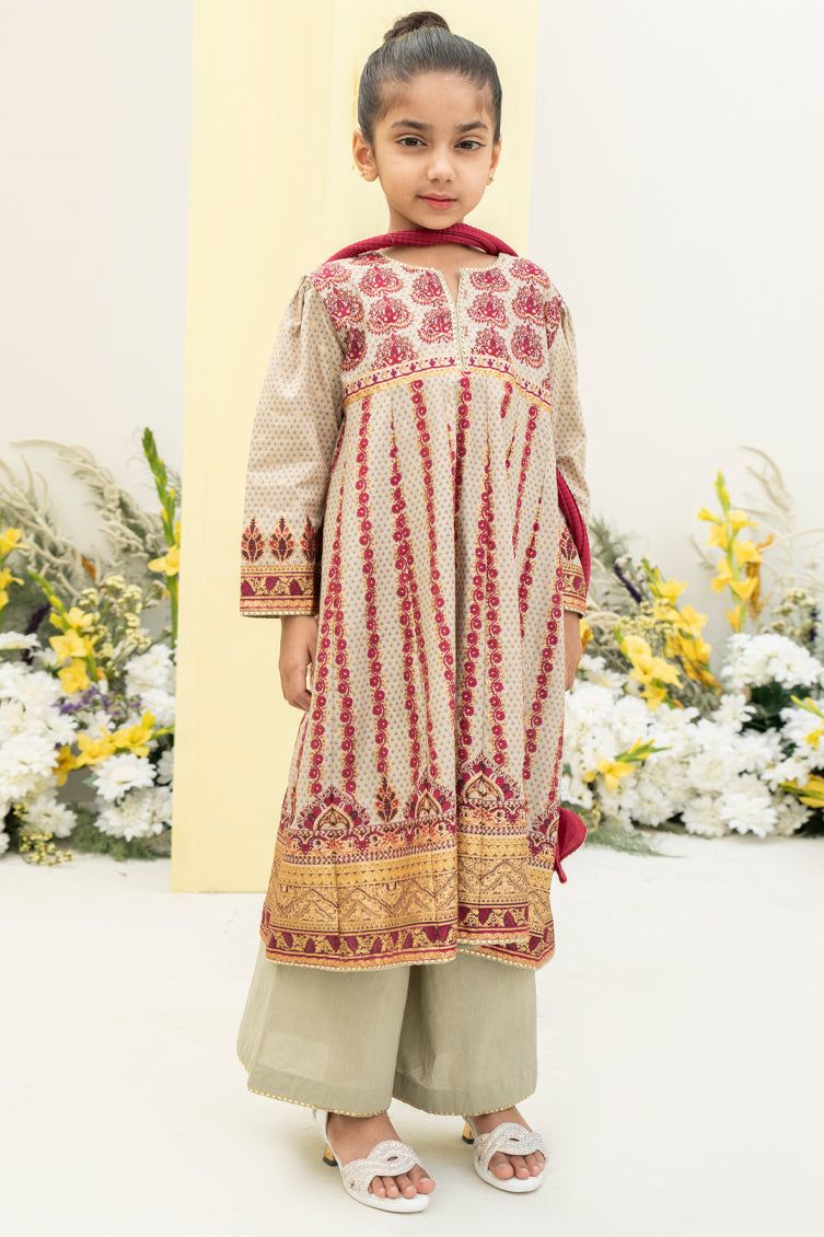 Lawn Brown Stitched Suit - J. Junaid Jamshed