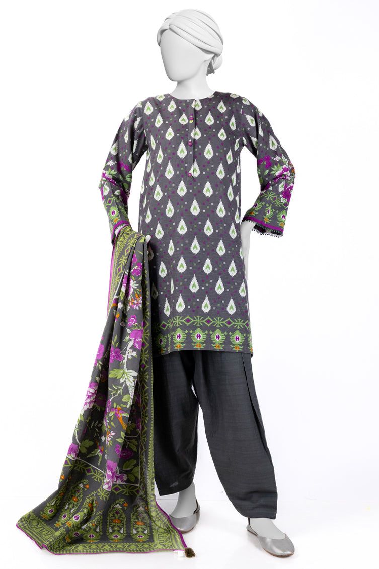 Khaddar Grey Stitched Suit - J. Junaid Jamshed