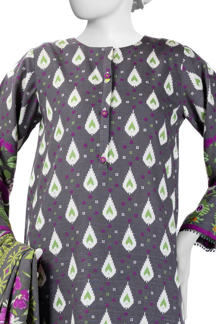 Khaddar Grey Stitched Suit - J. Junaid Jamshed