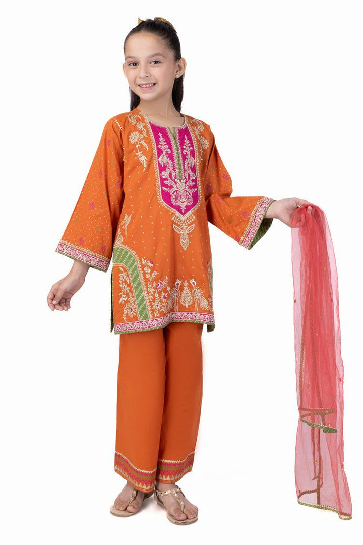 Lawn Silk Rust Stitched Suit - J. Junaid Jamshed