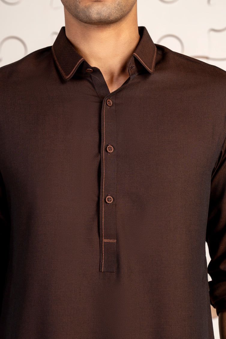 Blended Brown Shalwar Kameez - J. Junaid Jamshed