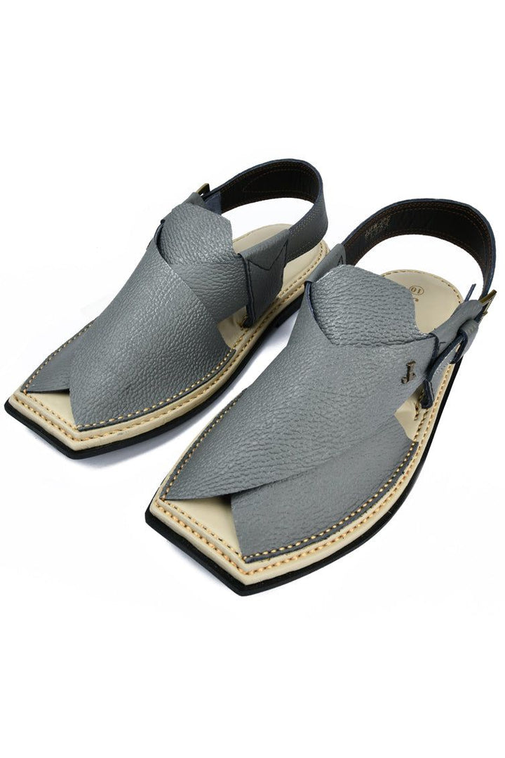 Plain Grey Peshawari Chappal - J. Junaid Jamshed