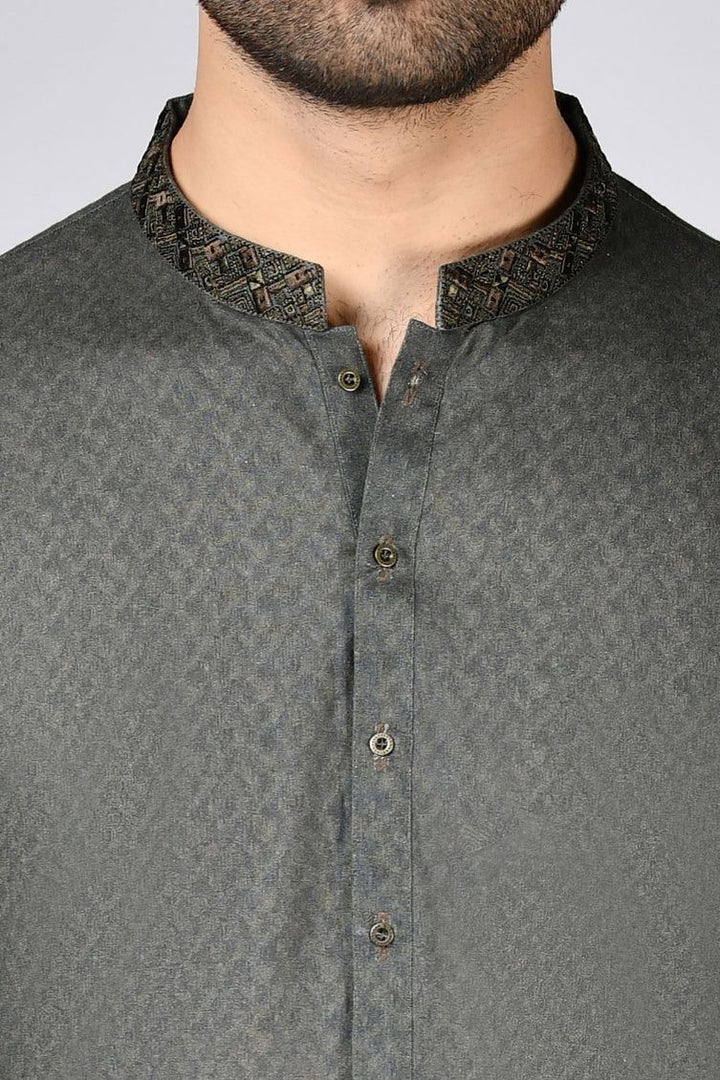 Cotton Green Kurta - J. Junaid Jamshed