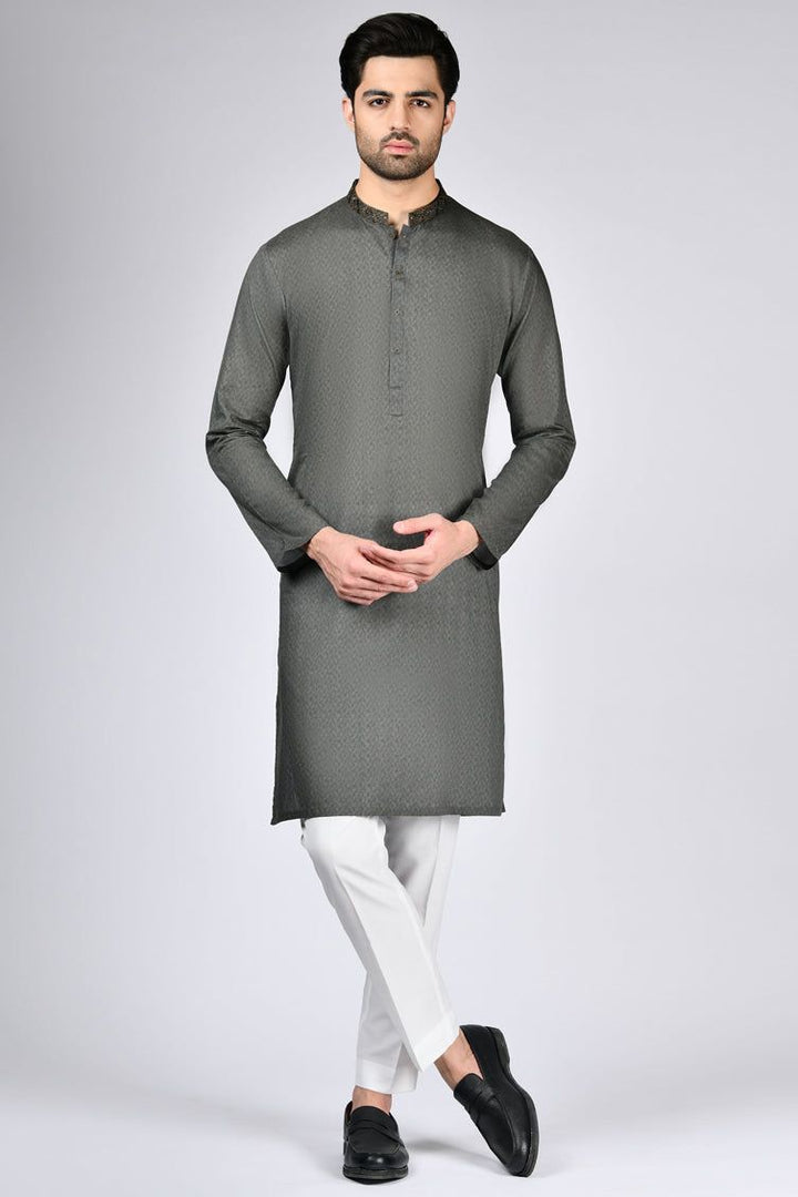 Cotton Green Kurta - J. Junaid Jamshed