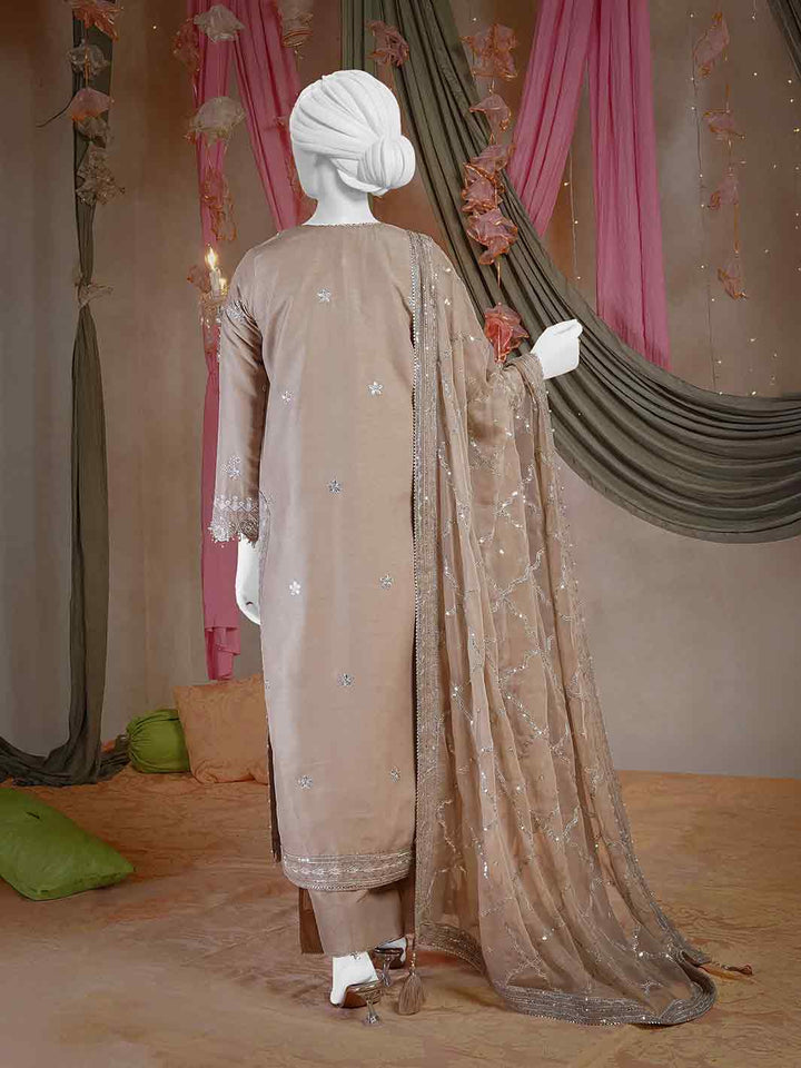Raw Silk Beige Stitched Suit - J. Junaid Jamshed