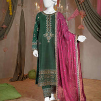 Raw Silk Mehndi Green Stitched Suit - J. Junaid Jamshed