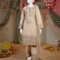 Raw Silk Beige Stitched Suit - J. Junaid Jamshed
