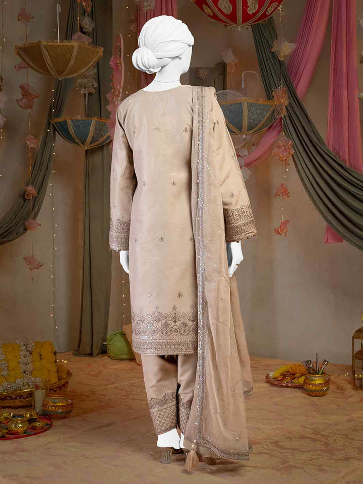 Raw Silk Beige Stitched Suit - J. Junaid Jamshed