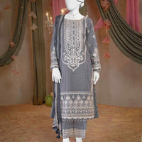 Raw Silk Light Grey Stitched Suit - J. Junaid Jamshed