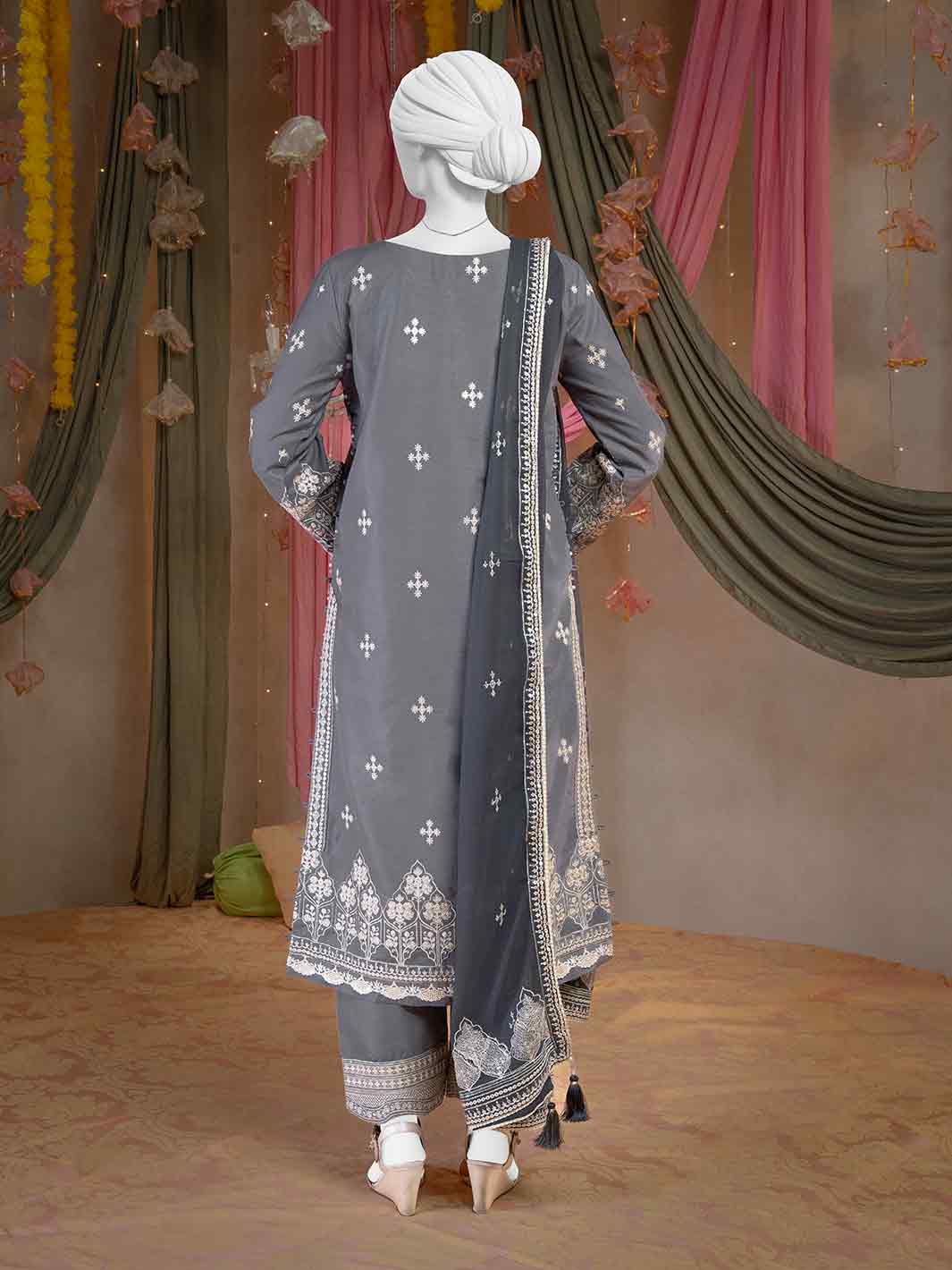 Raw Silk Light Grey Stitched Suit - J. Junaid Jamshed