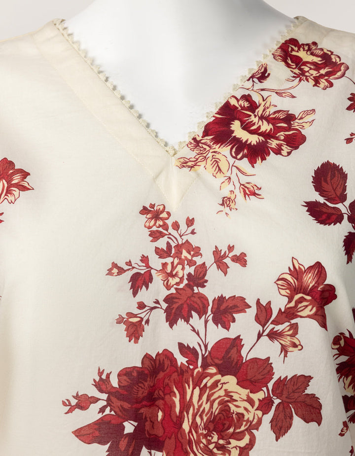 Lawn Cream Stitched Suit - J. Junaid Jamshed