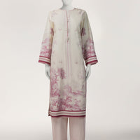 Lawn Cream Stitched Suit - J. Junaid Jamshed
