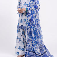 Lawn Blue Unstitched Suit - Almirah