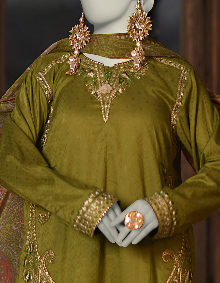 Dobby Green Stitched Suit - J. Junaid Jamshed
