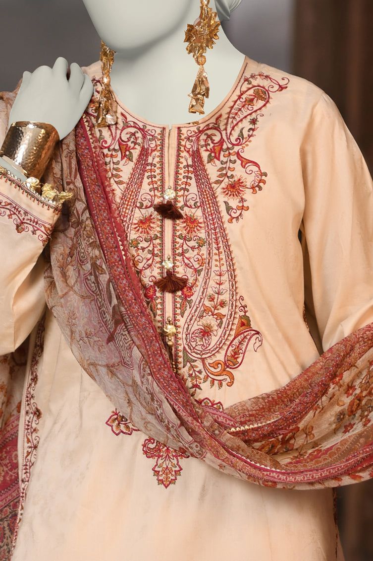 Dobby White Stitched Suit - J. Junaid Jamshed