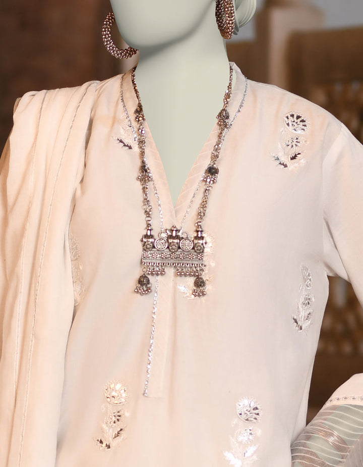Lawn White Stitched Suit - J. Junaid Jamshed