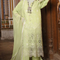 Organza Green Stitched Suit - J. Junaid Jamshed
