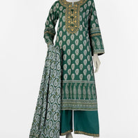 Lawn Green Stitched Suit - J. Junaid Jamshed