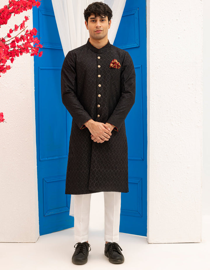 Polyester Black Special Kurta - J. Junaid Jamshed