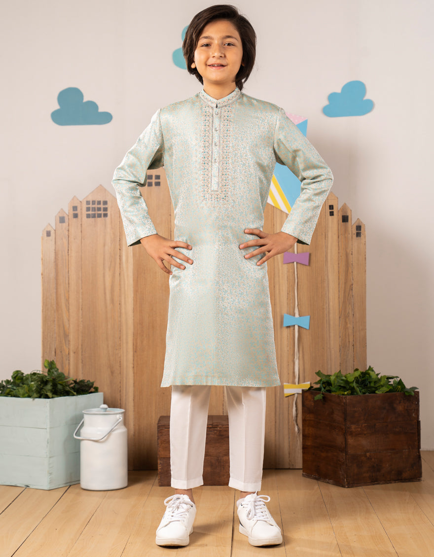 Blended Blue Special Kurta - J. Junaid Jamshed