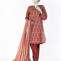 Lawn Red Stitched Suit - J. Junaid Jamshed