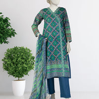 Lawn Blue Stitched Suit - J. Junaid Jamshed