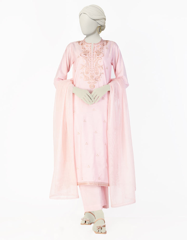 Cotton Silk Pink Stitched Suit - J. Junaid Jamshed