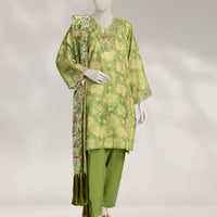 Jacquard Green Stitched Suit - J. Junaid Jamshed