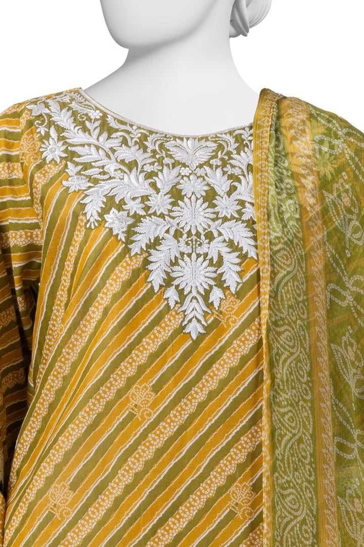 Lawn Green Stitched Suit - J. Junaid Jamshed