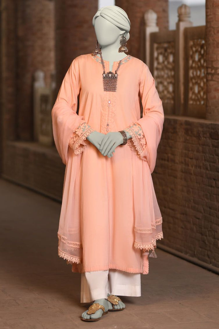 Dobby Orange Stitched Suit - J. Junaid Jamshed