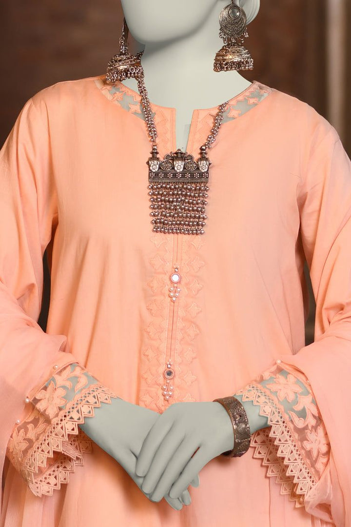 Dobby Orange Stitched Suit - J. Junaid Jamshed