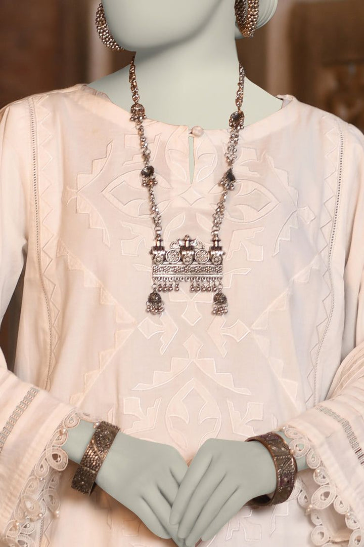 Dobby White Stitched Suit - J. Junaid Jamshed