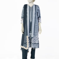 Cotton Silk Blue Stitched Suit - J. Junaid Jamshed