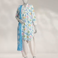 Karandi White Stitched Suit - J. Junaid Jamshed
