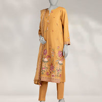 Cambric Brown Unstitched Suit - J. Junaid Jamshed