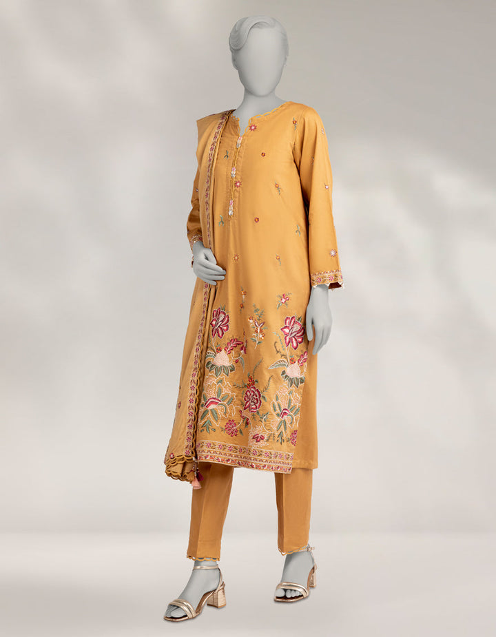 Cambric Brown Stitched Suit - J. Junaid Jamshed