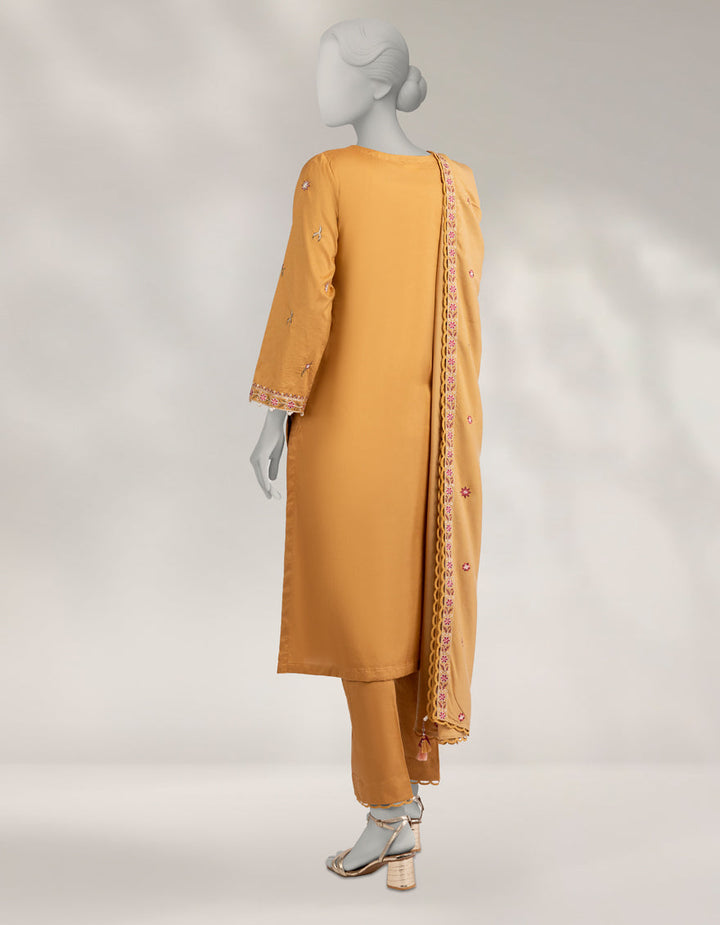 Cambric Brown Unstitched Suit - J. Junaid Jamshed