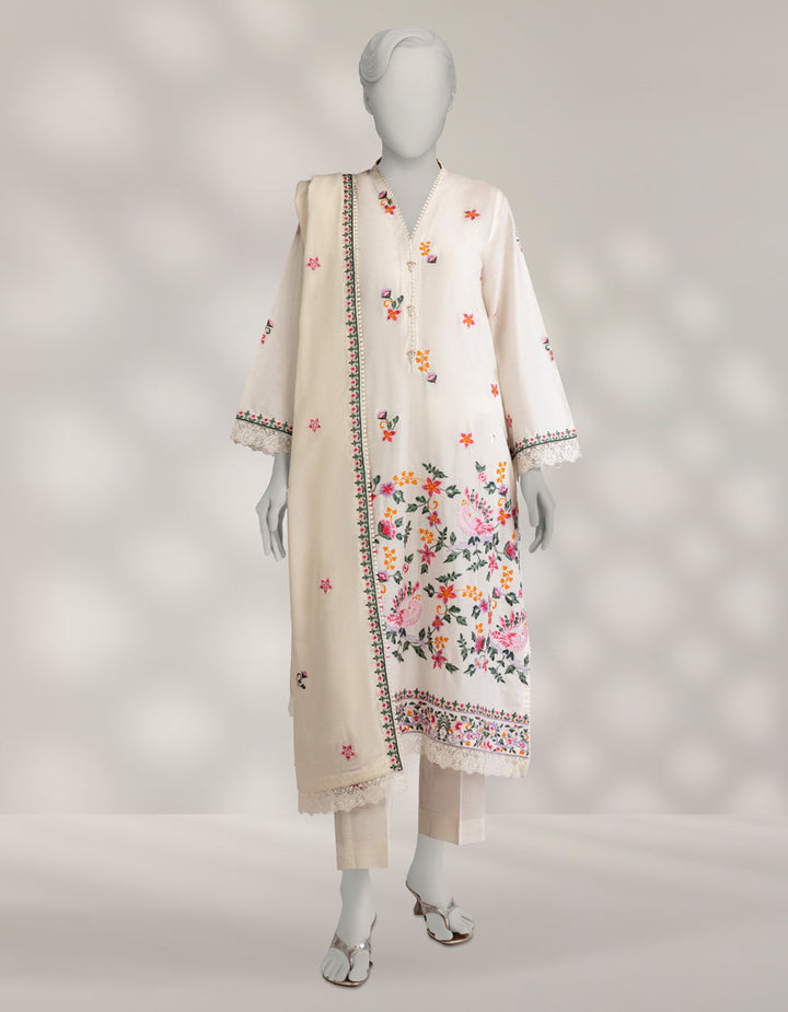 Cambric Off White Stitched Suit - J. Junaid Jamshed