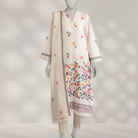 Cambric Off White Stitched Suit - J. Junaid Jamshed