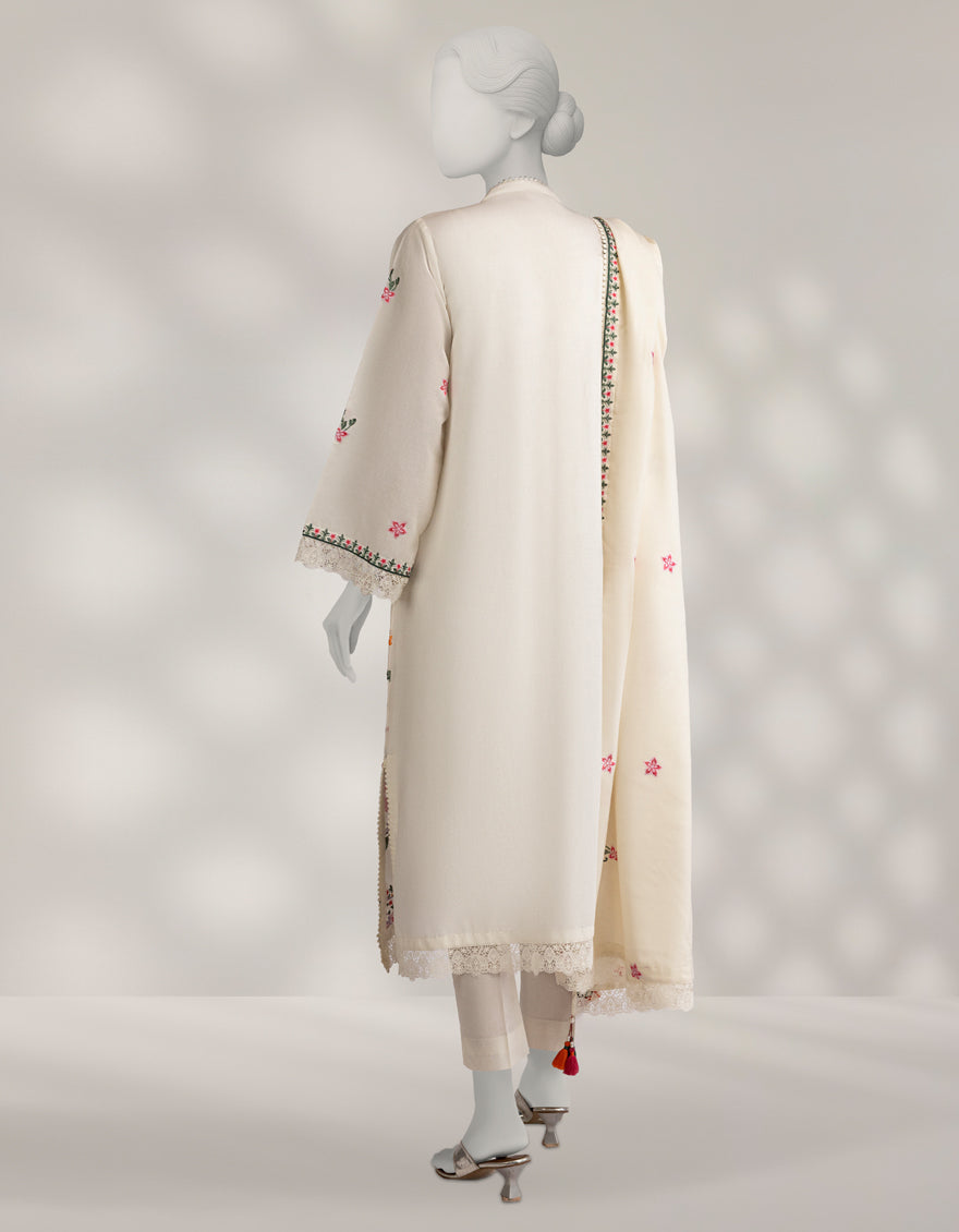Cambric Off White Stitched Suit - J. Junaid Jamshed